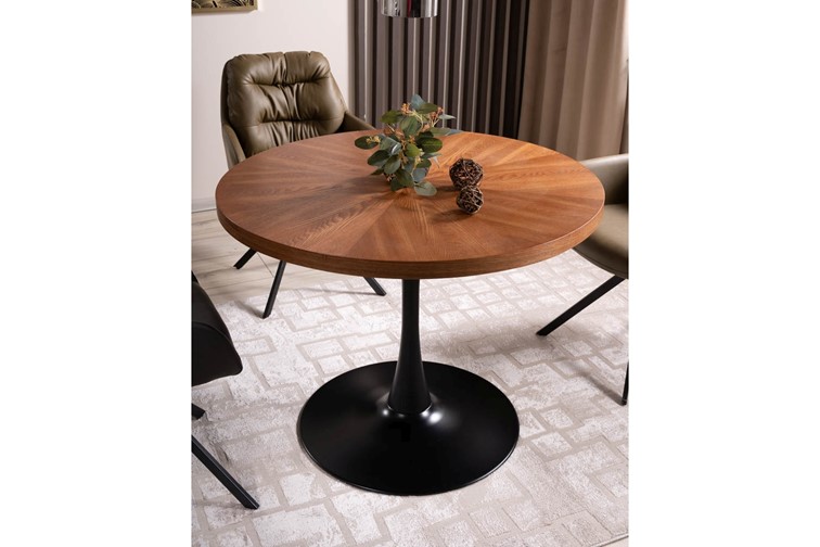 Stół AMADEO fi100 Czarny/Orzech