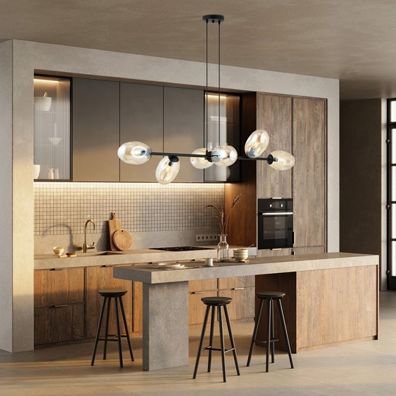 Lampa Wisząca PANDORA 6 Czarny/Miodowy