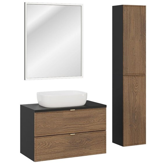 Zestaw Meblowy SMILE 80cm Czarny Mat/Dąb Casella