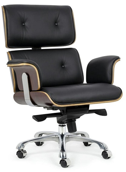 Fotel biurowy LOUNGE BUSINESS Czarny Skóra Naturalna Sklejka Rózana