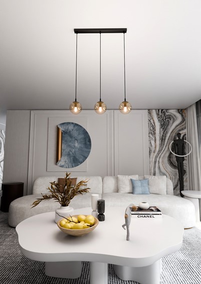 Lampa Wisząca COSMO 3 Czarny/Miodowy