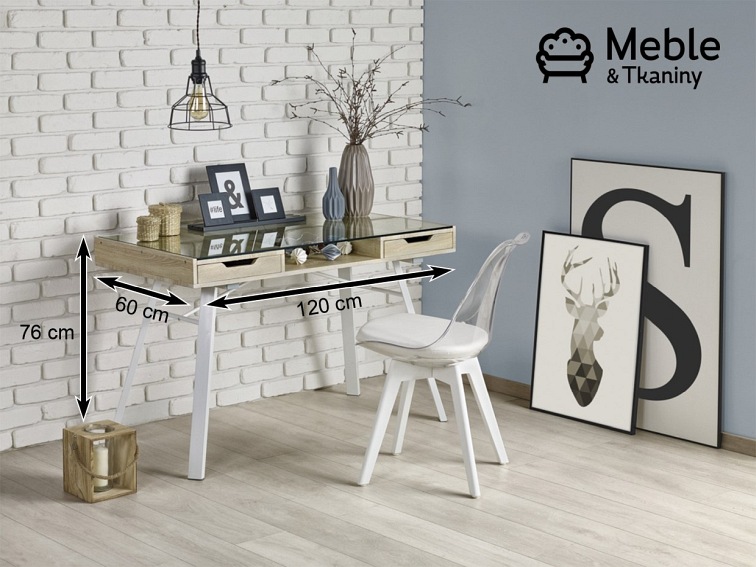 biurko B33 dąb sonoma-biały