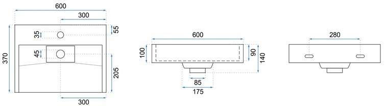 Umywalka Nablatowa Konglomeratowa GOYA 60 Biały