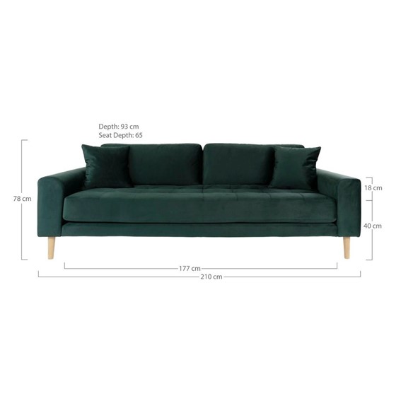 Sofa Trzyosobowa LIDO Butelkowa Zieleń/Naturalny