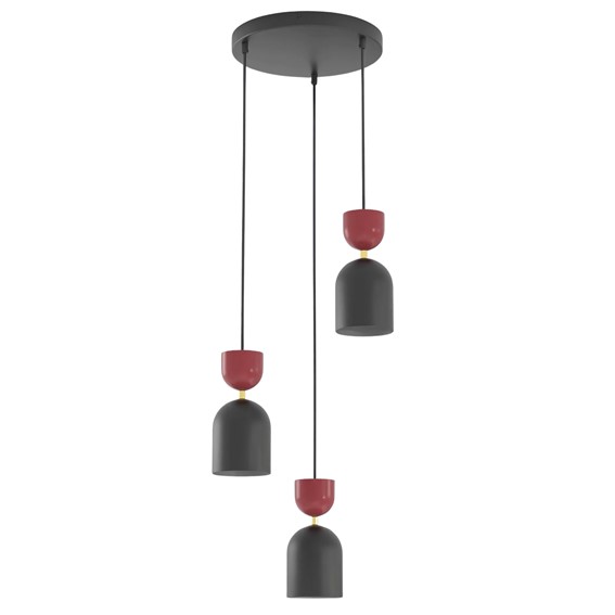 Lampa Wisząca GAUDI 3PREM Czarny/Burgundowy