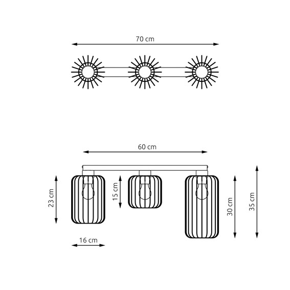 Lampa Sufitowa BARN 3 Czarny