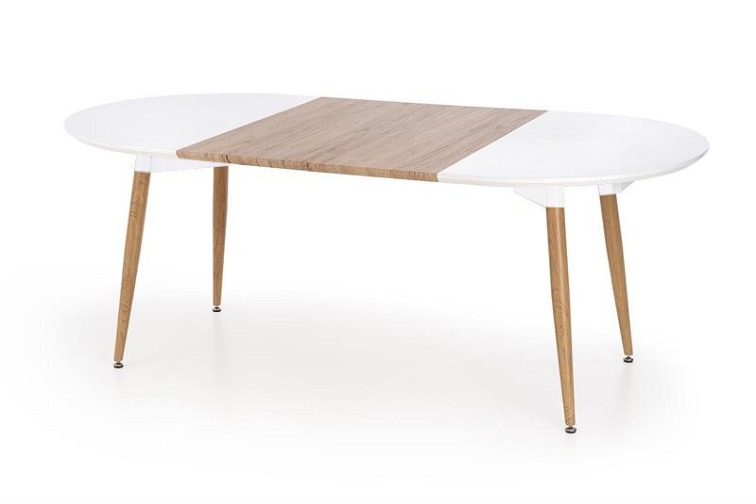 Stół Rozkładany CALIBER (160-200)x90 Biały/Dąb San Remo