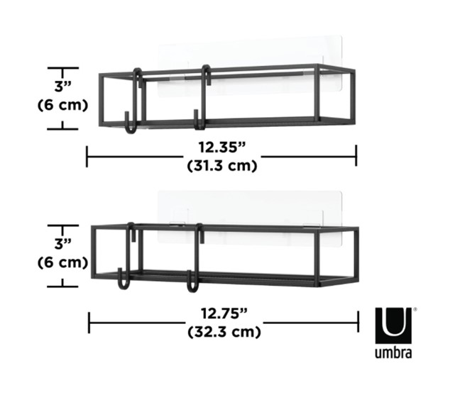 Zestaw Dwóch Półek Prysznicowych CUBIKO Czarny