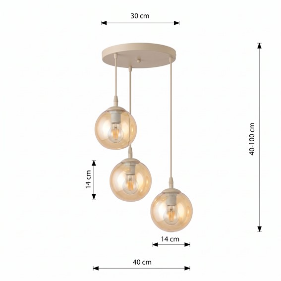 Lampa Wisząca COSMO 3PREM Beżowy/Miodowy