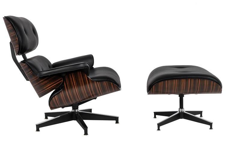 Fotel z Podnóżkiem LOUNGE HM PREMIUM Czarny/Heban