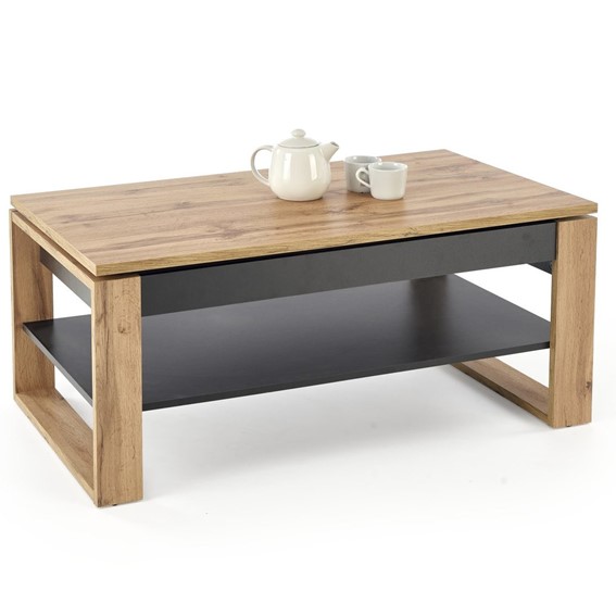 Ława BETTY z Podnoszonym Blatem (65-92)x114 cm Dąb Artisan/Czarny