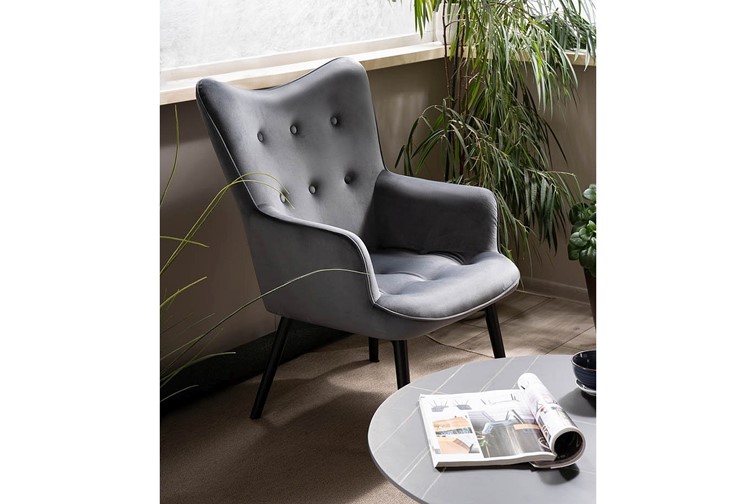 Fotel CARMEN Velvet Czarny/Szary Bluvel 14