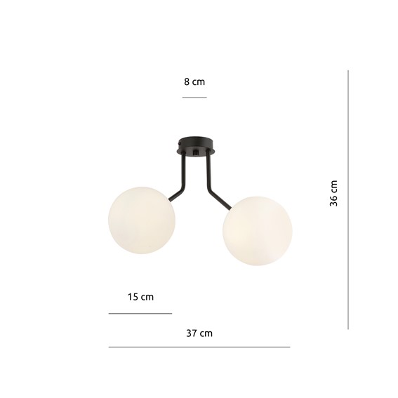 Lampa Sufitowa NOVA 2 Czarny/Opal