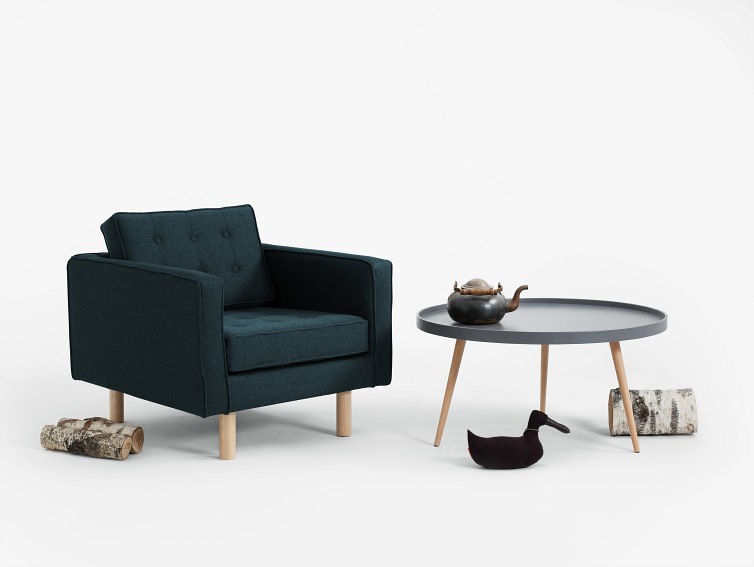 Fotel Topic Wood 84x88x80 Głębia Oceanu/Naturalny