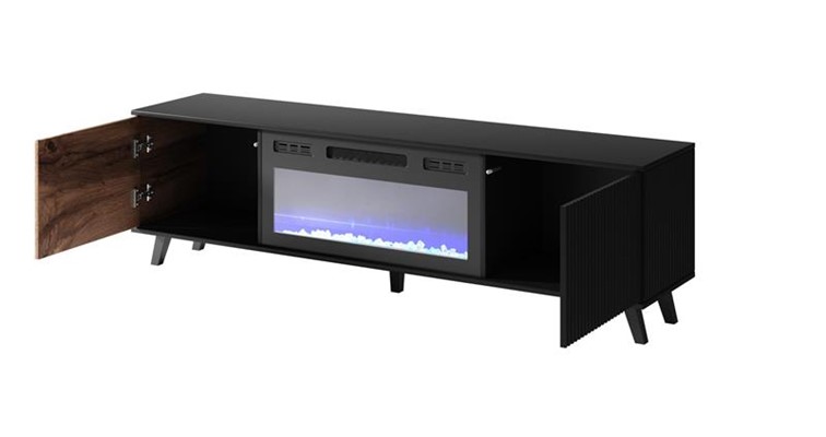 Szafka z Kominkiem RANDOM RTVK Czarny/Dąb Wotan