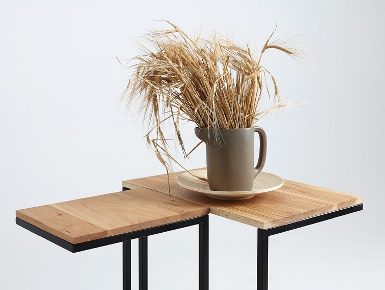 Stolik Lupe Solid Wood 30x40x60 Dąb/Biały