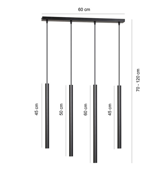 Lampa Wisząca SELTER 4 Czarny