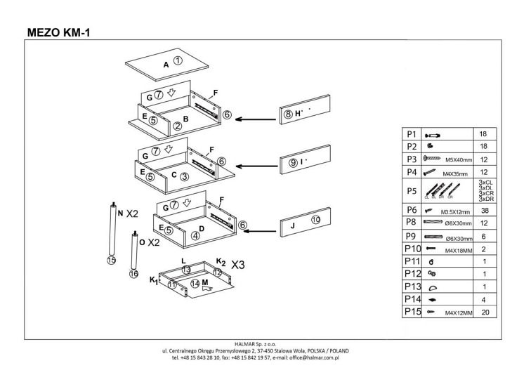 Szafka Nocna MEZO KM1 Wielobarwny