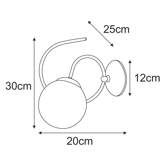 Kinkiet NELA K-5352 Czarny/Biały