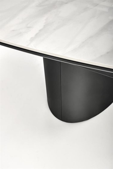 Stół Rozkładany OSMAN (160-220)x90 Czarny/Biały Marmur