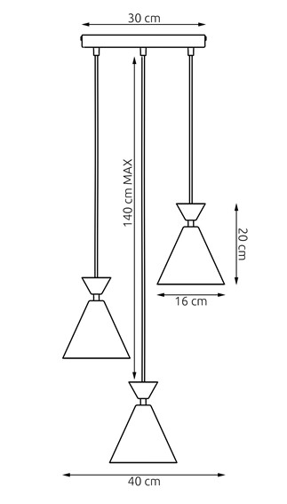 Lampa Wisząca KLEVER 3PREM Burgundowy/Czarny