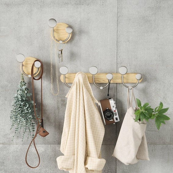 Wieszak na Ubrania MELODY 9  Biały/Naturalny