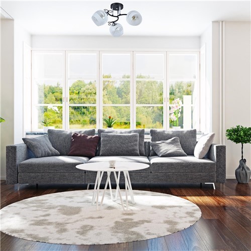 Żyrandol ABELIA 3 Srebrny/Czarny