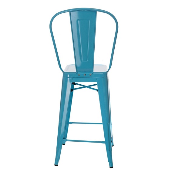 Stołek Barowy PARIS Back Niebieski Inspirowany Tolix