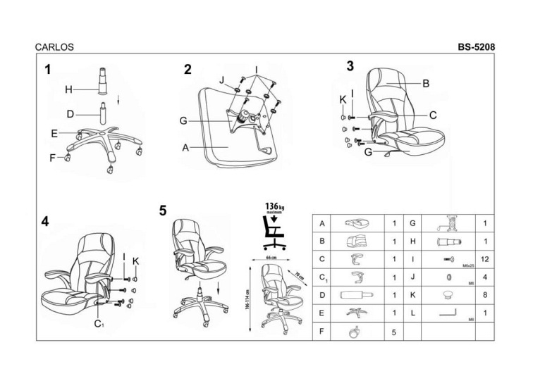 Fotel Obrotowy Gabinetowy CARLOS Jasny Brąz