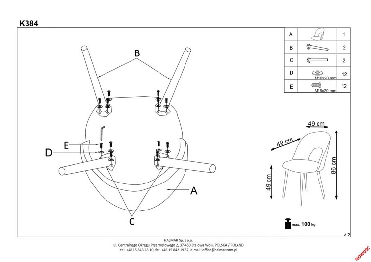 Krzesło K384 Ciemny Zielony/Czarny