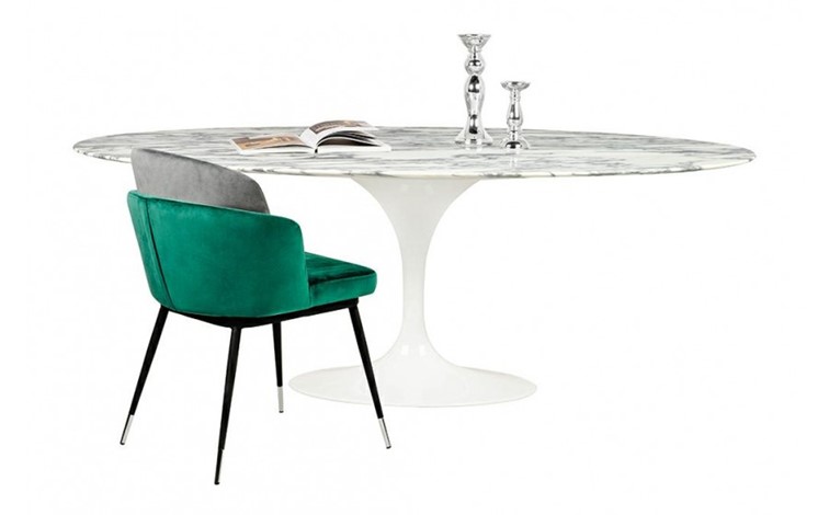 Stół TULIP ELLIPSE Biały/Marmur
