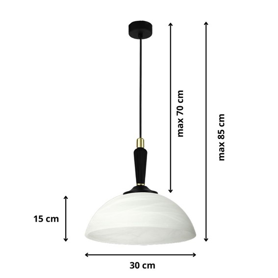 Lampa Wisząca DAVIO 1D Czarny/Biały