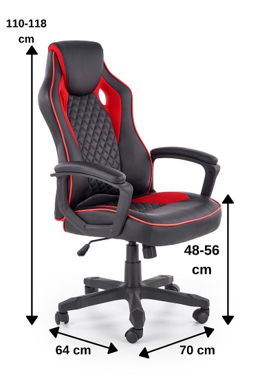 Fotel Gamingowy Obrotowy BAFFIN Czarny/Czerwony