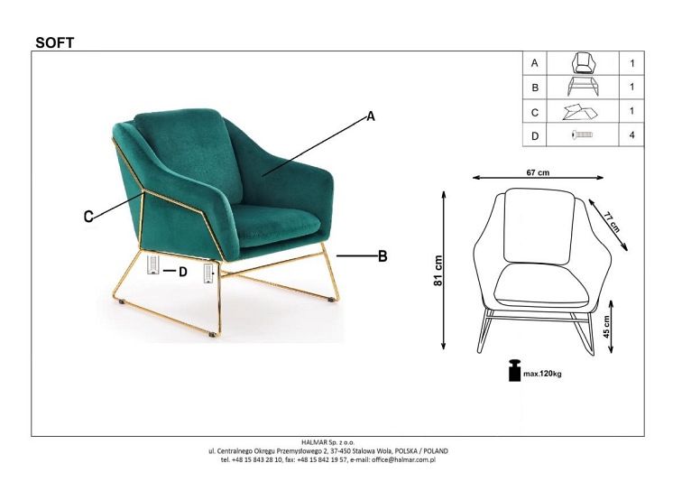 Fotel Wypoczynkowy SOFT 2 Czarny/Popiel