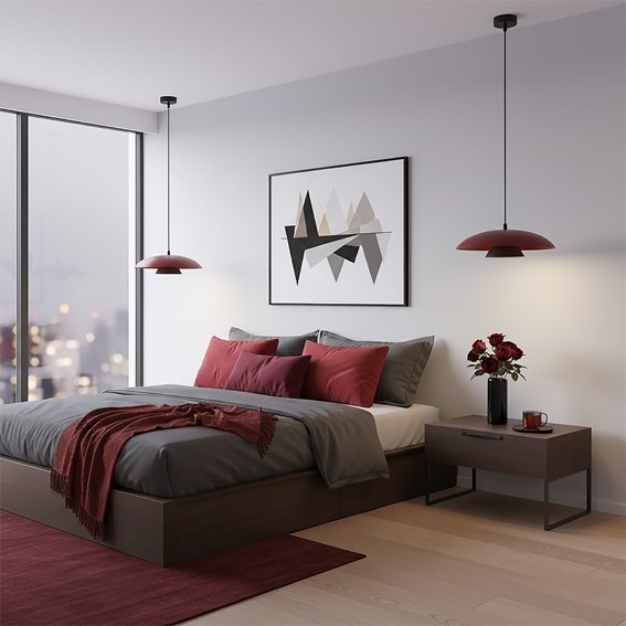 Lampa Wisząca BABEL 1 Burgundowy/Czarny