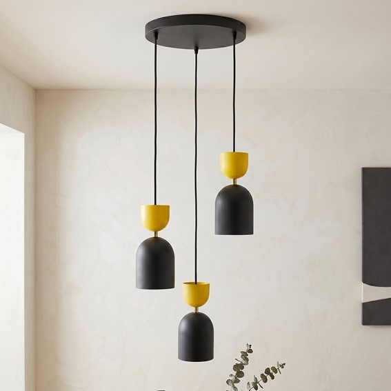 Lampa Wisząca GAUDI 3PREM Czarny/Pomarańczowy