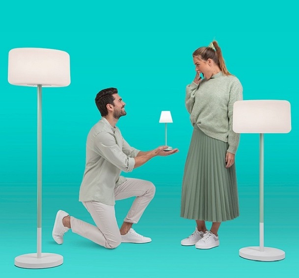 Lampa Podłogowa CHLOE PLANT SOLAR SMARTTECH WOOD Biały/Naturalny