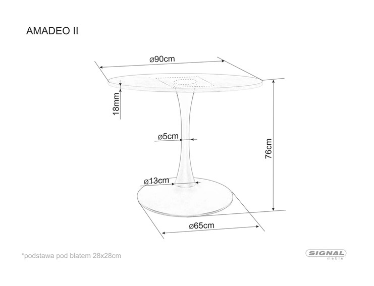 Stół Okrągły AMADEO II fi90 Dąb