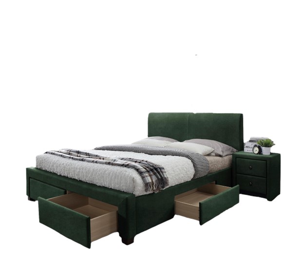 Łóżko z szufladami MODENA 3 160x200 Velvet Zielony