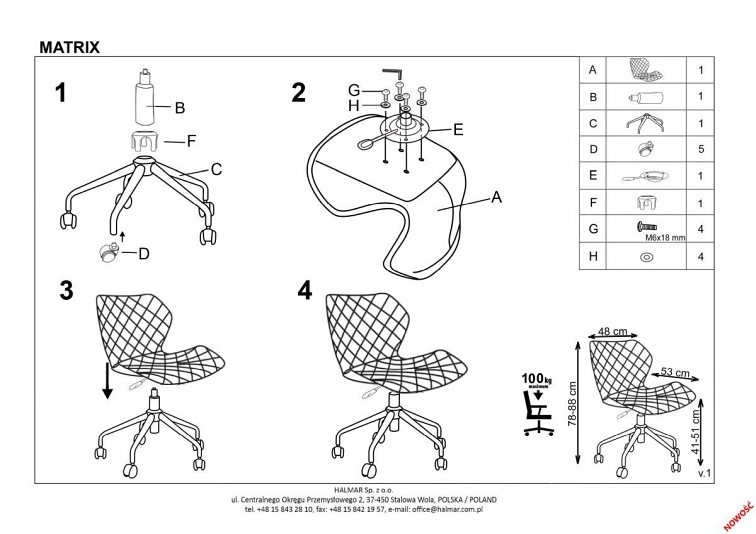 Fotel Młodzieżowy MATRIX 3 Jasny Różowy
