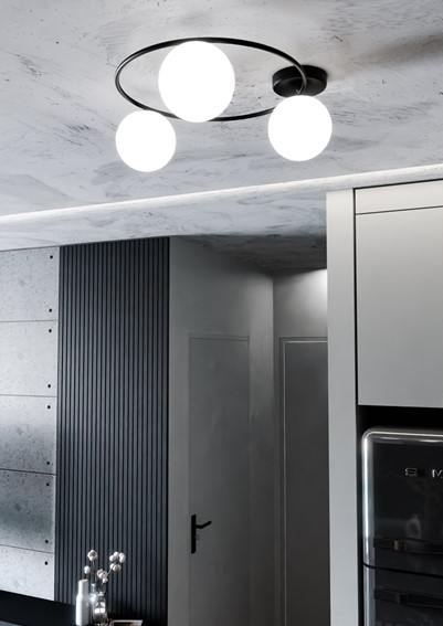 Lampa Sufitowa SOPRA 3 Czarny/Opal