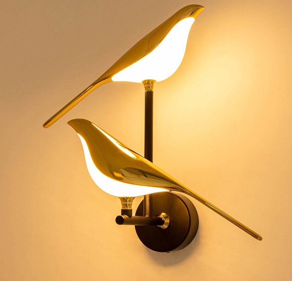 Lampa Ścienna BIRD TWIN Złoty
