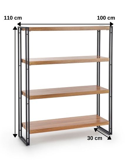 Regał Bolivar REG1 30x100x120 Dąb Złoty/Czarny