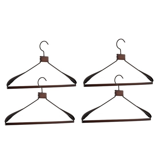 Zestaw 4 Drewnianych Wieszaków na Ubrania SHP SOLID Czarny