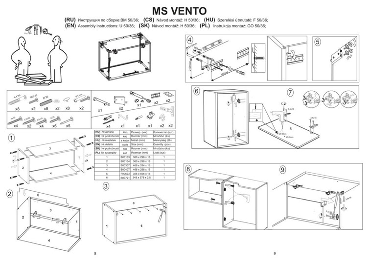 Szafka Okapowa VENTO GO-50/36 Jasny Popiel