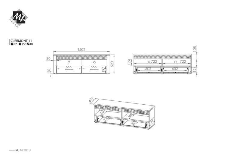 Szafka RTV CLERMONT 11 Sosna Śnieżna