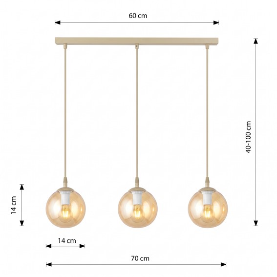 Lampa Wisząca COSMO 3 Beżowy/Miodowy