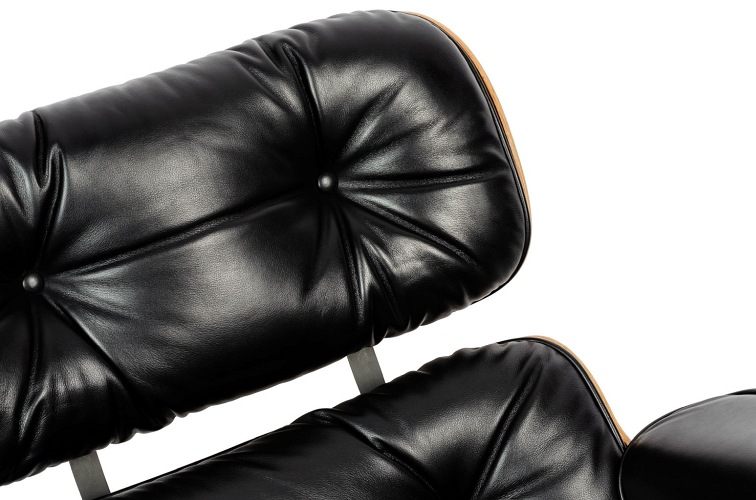 Fotel z Podnóżkiem Lounge HM Soft Premium Szeroki Czarny/Orzech