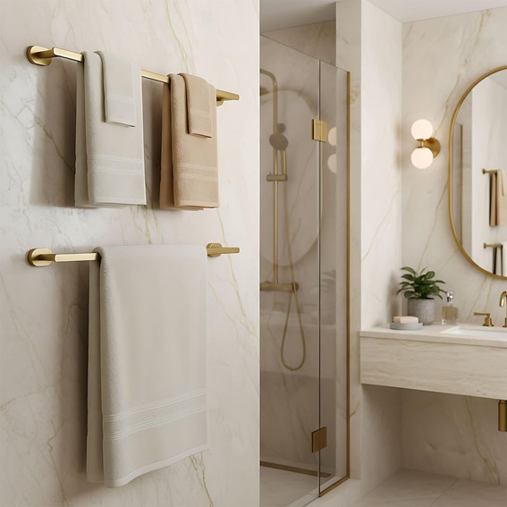 Wieszak Łazienkowy Jednoramienny TIL 101 Złoty Szczotkowany