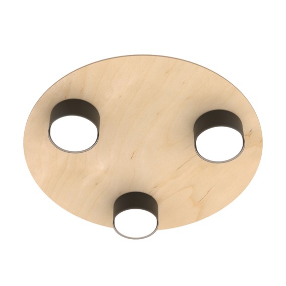 Lampa Sufitowa PIXO 3 WOOD Czarny/Dąb